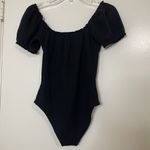Topshop  black waffle knit milk maid off shoulder bodysuit size 4-6 Small Photo 5