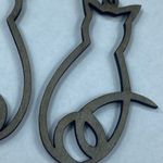 Green Tree Jewelry Kitty Cat Silhouette Wooden Earrings Dangle Drop Hook Photo 7