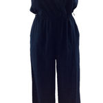 Bebop  Size Medium Elegant Navy Short Sleeve Cross Front Jumpsuit. Preloved Photo 0