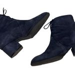 Sesto Meucci  Navy Suede Tie Front Back Zip Booties Photo 4