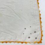 Vintage Handkerchief Embroidered Coffee Bean Orange Variegated‎ Crocheted Edge White Photo 4