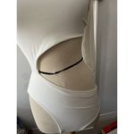 Nasty Gal  white satin part time lover bare Shoulder Long Sleeve bodysuit Size 8 Photo 2