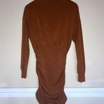 Anthropologie DAILY PRACTICE Cozy Ruched Dress Long Sleeve Mini Size Small S Tan Photo 0