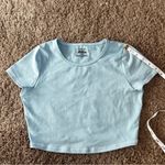 frankie's bikinis Zippy Baby Tee Crop Top in Baby Blue size medium Photo 6