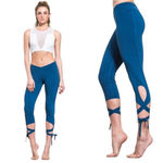 Free People  Movement Turnout Leggings Sapphire Blue Ballet Wrap Style Cropped S Photo 1