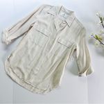 Aritzia  Babaton Women’s Utility Shirt Matte Pearl Relaxed Drapey Twill Button Up Photo 6