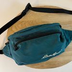 Eddie Bauer Teal Blue Nylon Zipper Two Pocket Fanny Belt Crossbody Bag Unisex Photo 0