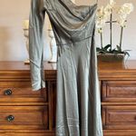 Bec & Bridge  Classic Silk Asym Midi Dress Green One Shoulder Size 6 Photo 4