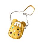 Ear Accent Novelty Shoulder Bag large stud accents bright yellow faux leather pu Yellow Photo 0