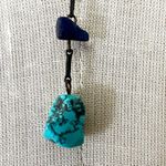 Boho Sodalite + Bone Flower Y Necklace w/ Turquoise Drop Blue Photo 3