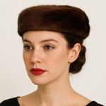 Vintage 1950s Anne’s San Carlos Mink Fur Pillbox Hat Brown Bow Detail Classic Photo 0