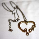 Source Unknown Classic Open Heart "Love" 1.5" Pendant Silver/Gold Tones 18" Casual Necklace Photo 1