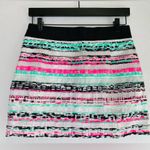 Milly  Paper Yarn Textured Neon Stripe Mini Skirt Size 4 Photo 1