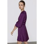 ZARA NWT Purple Louisse Floral Satin V-neck 3/4 Sleeve Mini A-Line Party Dress S Photo 2