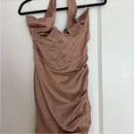 Oh Polly  Elegant Halter Neck Dress in Shimmering Tan Photo 3