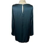 Madewell  Long Bell Sleeve Satin Shift Dress in Smoky Spruce, Medium Photo 7