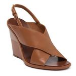 Tory Burch Tan Leather Criss Cross Gabrielle Wedge Sandals Size 9.5 Photo 0