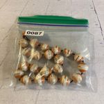 0087 Orange and White Paper Bead Necklace w/Black Seed Beads Photo 3
