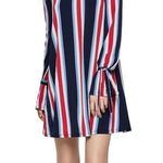 BCBGeneration Striped Wrist-Tie A-Line Swing Dress Blue / Navy / Red Size XL Photo 1
