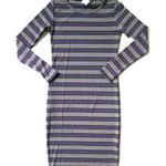 LuLaRoe NWT Debbie in Purple Stripe L/S Stretch Jersey Sheath Dress XXS 2XS Photo 0