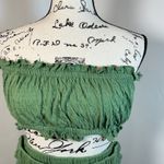 Free People Twyla Piece Set Green Ruffle Trim Strapless Top Shorts Medium Photo 1