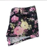 No Boundaries  Black and Pink Jean Shorts Floral Design Photo 4