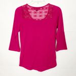 Almost Famous 3/4 Sleeve Lace Fuchsia Top Size S Photo 5
