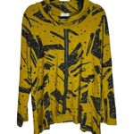 Chalet Et Ceci Zipper Front Olive Green Black Abstract Print Tunic Mock Neck XL Photo 0