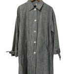 ZARA  Women's Green and Blue Checkered Plaid Trench Coat Sz L Photo 3