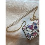 Tory Burch  Fleming Floral Leather Chain Wallet Crossbody Purse Bag White Purple Photo 4