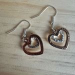 Rose Gold Tone Heart Drop Earrings with Rhinestone Accents Photo 3