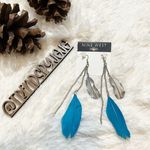 Nine West Women’s Earrings Blue Silver Feathers Photo 0