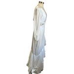 Mac Duggal Satin Ruffle High Low Gown Deep V Long Sleeve Formal Wedding 10 Photo 2