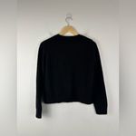 ZARA  Knit Crew Neck Sequin Bow Loose Fit Black Fuzz Cardigan Women’s Sz S Photo 7