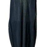 Elan  Black Gold Metallic Striped Maxi Slip Dress Spaghetti Strap XS Pockets Photo 0