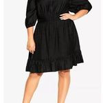 City Chic  Trendy Plus Size Black Mini Flirt Off Shoulder Dress Size 12 Photo 0