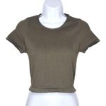 Urban Outfitters Out From Under Womens Olive Green Short Sleeve Ribbed Fitted‎ Crop Top XL NWT Photo 1