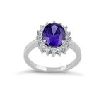 Sterling Silver SIZE 10 925  Dark Purple Oval CZ Ring Photo 1