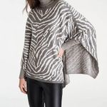 Ann Taylor Zebra Print Poncho Sweater in Charcoal Gray Size M/L Photo 0
