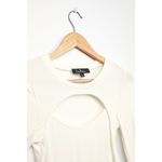 Lulus Flirty Little Secret White Ribbed Cutout Long Sleeve Top L NWT Photo 4