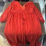 Women’s Long Sleeve Chiffon Rust Colored V Photo 12