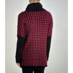 Joseph A . Plaid Knit Cowl Neck Oversized Sweater Long Sleeve Red Black Size XS Photo 1