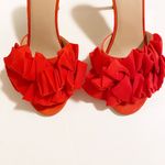 Something Navy  | Ruffle Peep-Toe Mule Heels in Red Suede size 8M Photo 1