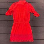 Victoria's Secret Bright Red Orange Long Sleeve Shirt Dress With lace Panels Photo 3
