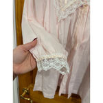 Romantic Moods Vintage Sheer Lace Blouse Pink Made USA Medium Photo 2