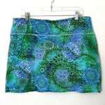 [Isabella Bird] Blue Green Ocean Mandala Boho Print Skort Mini Travel Sz Large L Photo 0