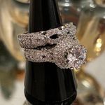 Silver engagement and wedding ring set Photo 2