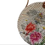 Floral Print Handwoven Rattan Crossbody Bag Multi Photo 2