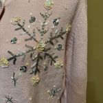 Heirloom Collectibles Christmas Sweater Small Pink Sequin Beaded Snowflakes Photo 8