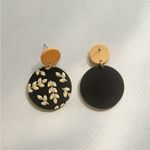 Round Black/Yellow Twig Leaf Acrylic Dangle‎ Earrings Retro Chic Style Black Photo 8